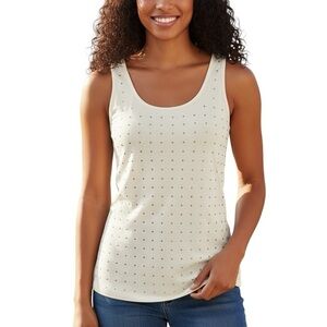 Beldini white tank with gold gems size medium